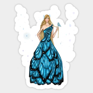 Blue Butterfly Princess Sticker